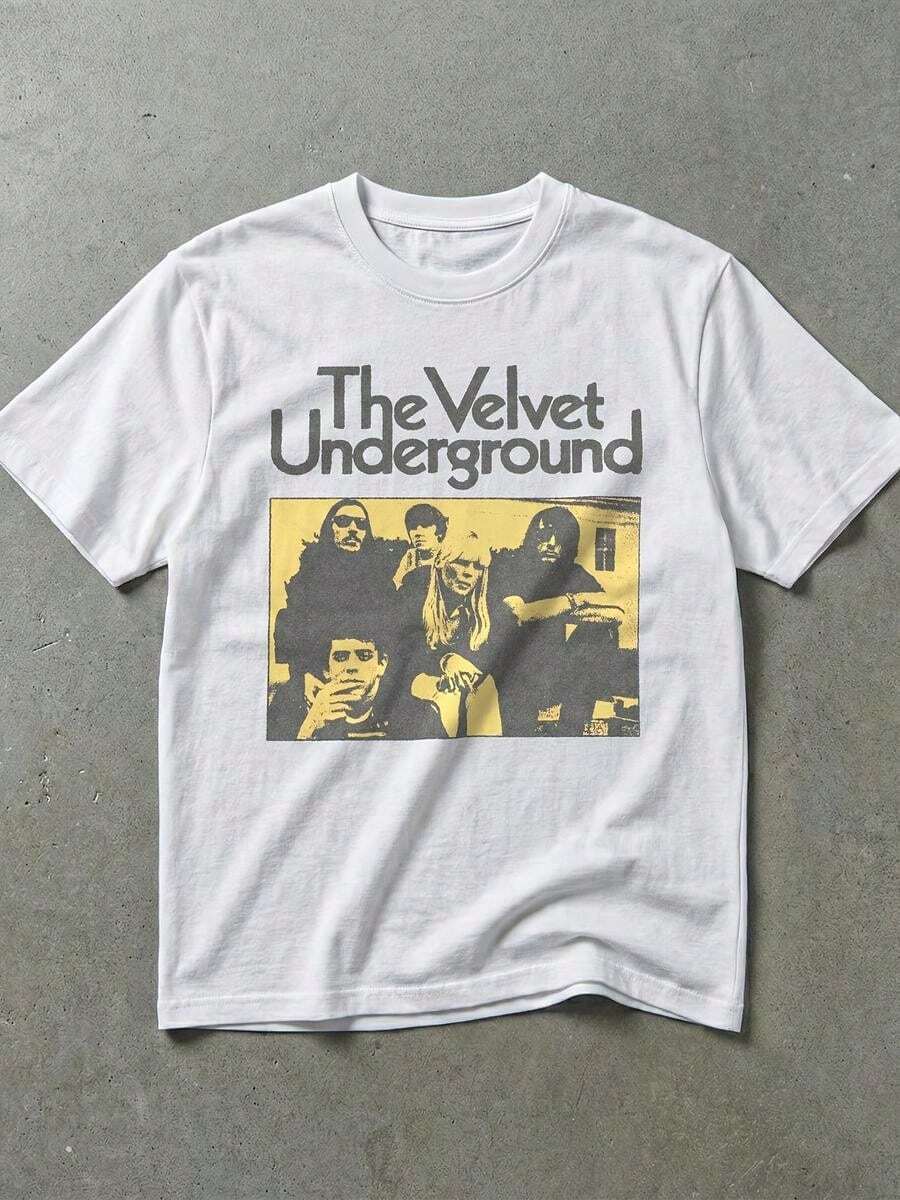 Camiseta unisex de rock Velvet Underground - Camiseta con estampado icónico, cuello redondo casual, para amantes de la música, con fotos icónicas, A, y una camiseta de colección - Blanco - Ver 1