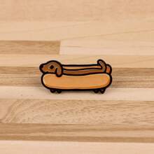 Ghim cài áo hình chó Dachshund dễ thương, hình động vật hoạt hình, hình xúc xích, ghim cài ve áo, huy hiệu cài áo, phụ kiện quần áo, trang sức thời trang, quà tặng. - Màu Mù tạt vàng - Xem 4