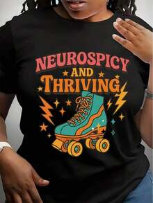 Camisetas Neurospicy And Thriving, Camisetas de Patinaje sobre Ruedas, Camisetas Positivas y Empoderadoras, Aceptación de la Neurodiversidad, Camisetas Retro - Negro - Ver 6