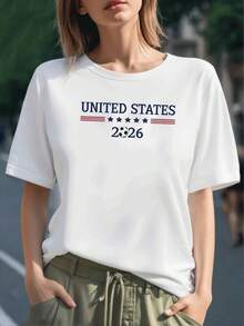 Estrellas y balón con la palabra UNITED STATES 2026 que simboliza pasión por el fútbol y orgullo nacional en una camiseta para mujer de 100% algodón cómoda y moderna - Negro - Ver 6