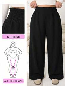 Pantalones casuales nuevos para otoño/invierno 2025, adecuados para salidas, uso diario casual, fiestas, ir al trabajo, volver al colegio, citas, hogar, fiestas de cumpleaños y múltiples ocasiones.Corte relajado, cintura elástica, pierna ancha, - Negro - Ver 1