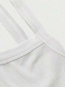 deportivo casual de unicolor, sexy, con espalda descubierta y tirantes cruzados, adecuado para el verano - Blanco - Ver 8