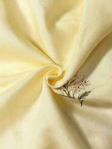 de diseño con cuello cuadrado, mangas de pétalos, abotonadura sencilla y volante en la cintura con estampado floral francés delicado - Amarillo - Ver 5