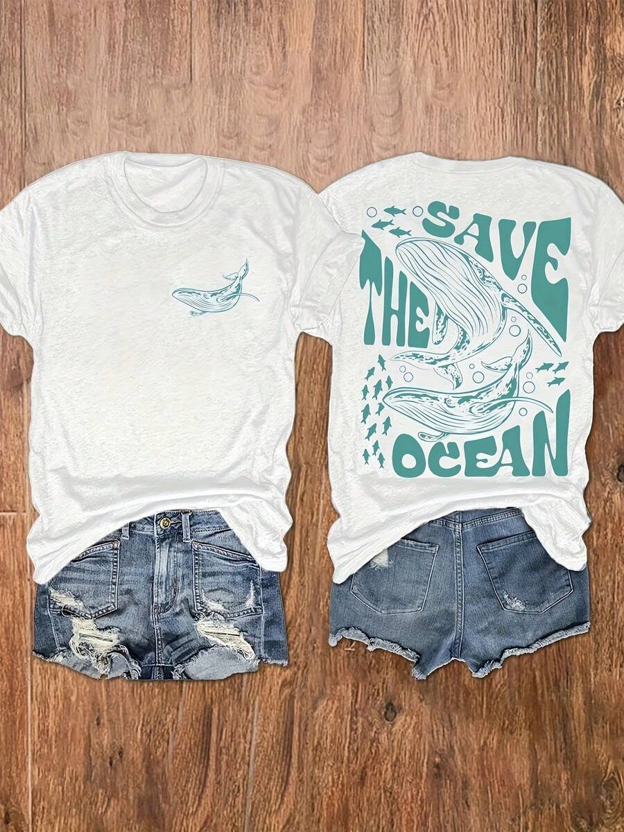 Women's T-Shirt For Spring And Summer - 白色 - 查看 1