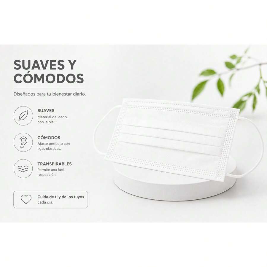 TTP Three-Layer White Face Masks For Adults, Box Of 50. - A - View 1