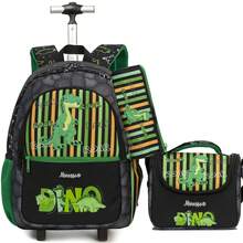 Set de 3 piezas: Mochila con ruedas para niños + Bolso de mensajero, Mochila escolar con ruedas y estampado lindo, Bolsa de equipaje con ruedas ligera para volver a la escuela - Bolsa con ruedas para niños - Ver 16