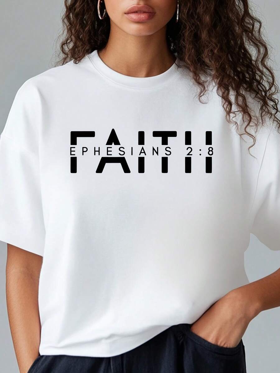 Disponible en varios colores, camiseta de corte holgado - Estampado de oración cristiana - Camiseta de primera calidad - Perfecta para campamentos de verano de evangelización/coros de iglesias/trabajo misionero/campamentos de verano de evangelización/Pascua/Día de Pascua/Hecho en EE. UU. - Blanco - Ver 1