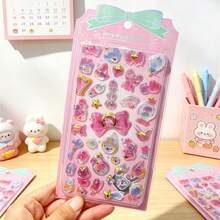 Beautiful 3D Gem Embossed Stickers, Crystal Magic Wands, Hearts, Bows, Flying Birds, Magical Girl Stickers, Lovely Animal 3D Jelly Stickers, Transparent Decorative Decals For Phone Cases. - Multicolor - View 5