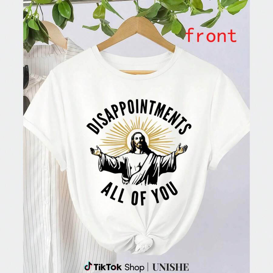 Camiseta con meme de Jesús para cristianos – Camiseta divertida con la frase "Decepciones, todos ustedes" - Blanco - Ver 1