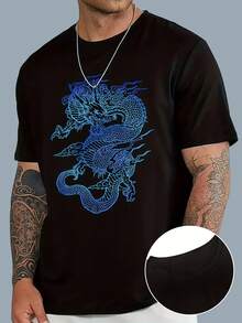 Camiseta Casual de Cuello Redondo para Hombres Talla Grande, Capa Base Versátil de Verano, TALLA PLUS - Color azul marino - Ver 6