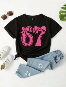 short-sleeveRound Neck Camiseta básica de manga corta con estampado gráfico de capibara casual, creativo y lindo para mujer, con estilo 100% Cotton Blusas Para Mujer Casual100% Cotton - Negro 7 - Ver 4