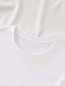 -Letter Print Shirt, Casual Short-Sleeved, Round-Neck Top For Summer And Spring, Women's Clothing, Men's Summer Outfit. - White - View 4