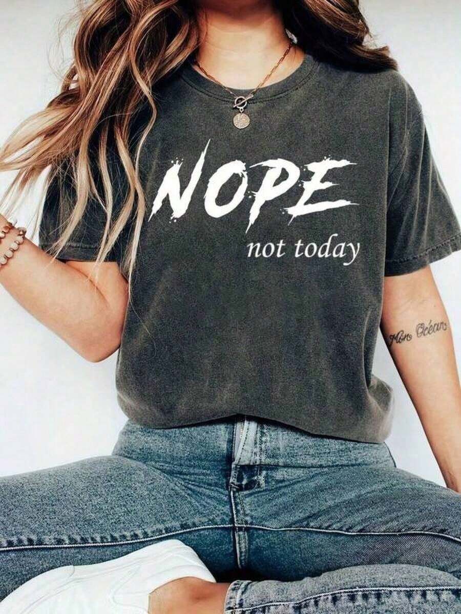 Camiseta Casual Estampada de Manga Corta Nope Pas WLND - Blanco - Ver 1