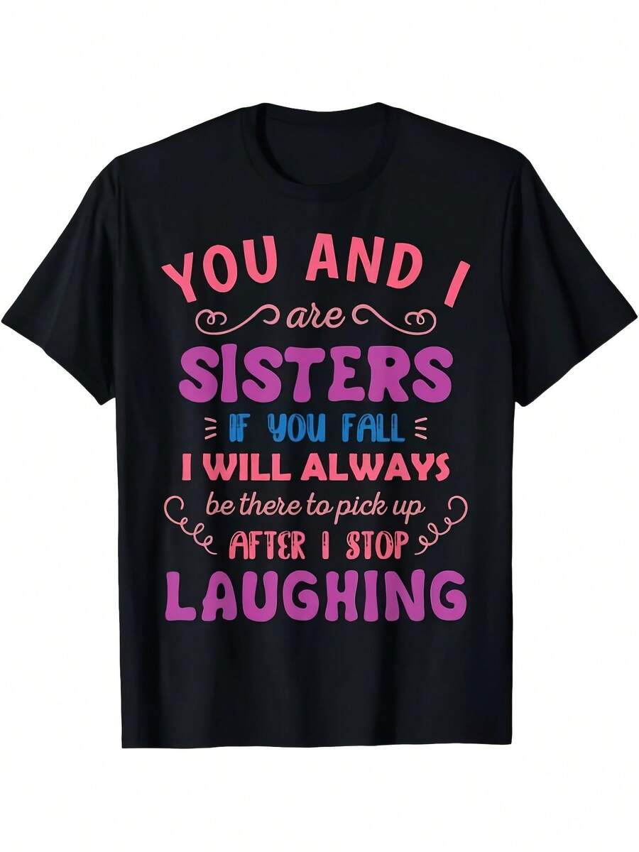 Summer You & I Are Vacation T-Shirt, Fashion Cartoon Print Streetwear, Breathable Material, Round Neck Top, Ideal For Vacation, Loose And Comfortable. - Back - View 1