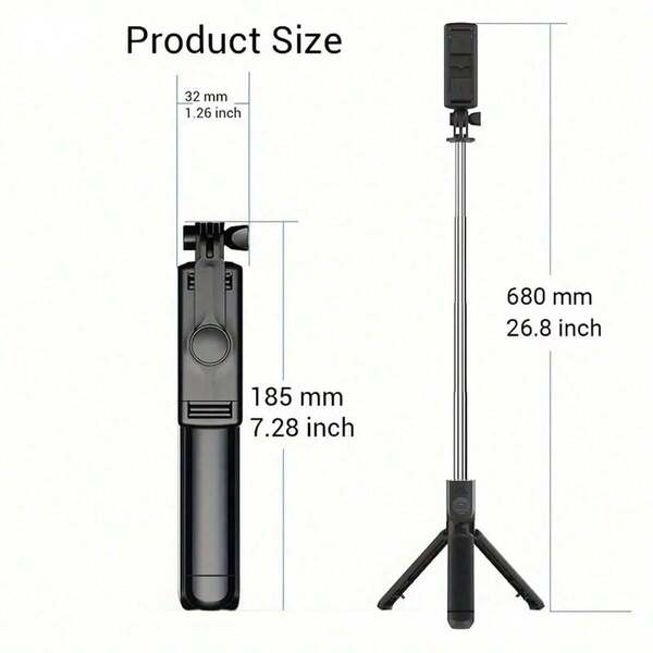 1pc Cute Selfie Stick - Wireless Remote And Built-In Tripod, Remote Control, Phone Holder And Built-In Tripod(1PC)