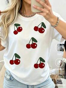 Short-Sleeved T-Shirt For Spring/Summer 2026, Made In Mexico, 180 Grams. Cartoon Print, Couple Design, Suitable For Indoor Or Outdoor Wear. Crew Neck, Unisex, Ideal For Office And Leisure. One-Pack. - 白色 - 查看 2