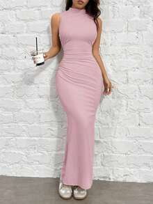 Vestido de verano elegante de mujer estilo sirena amarillo sin mangas - Rosa vieja - Ver 1