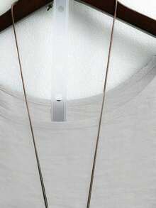 Top holgada de cuello redondo para mujer de talla grande en color verde salvia texturizado, para uso casual/diario/al aire libre/minimalista/vacaciones que estiliza, para primavera/verano - Gris Claro - Ver 4