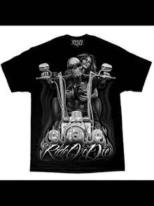 Men's David Gonzales Art DGA My Old Lady Ride Or Die T Shirt - màu đen - Xem 1