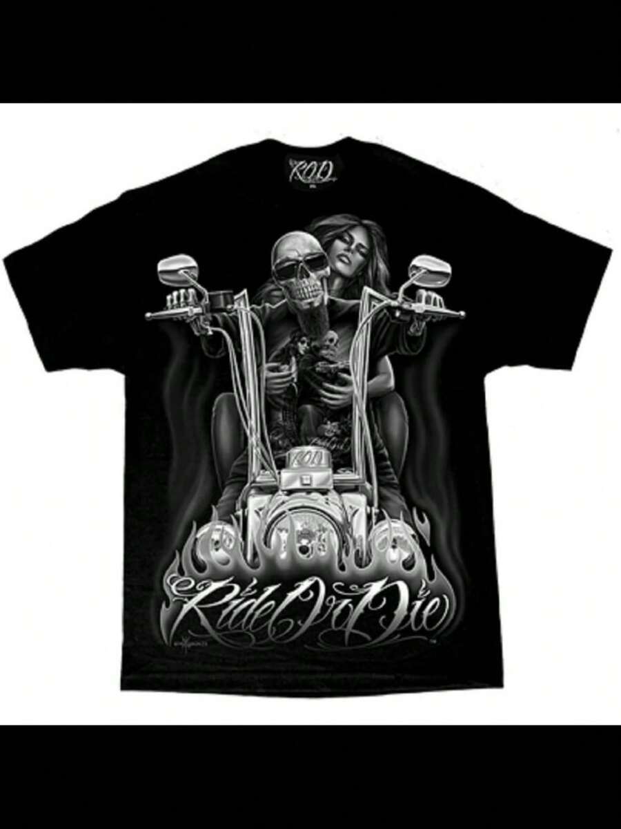 Men's David Gonzales Art DGA My Old Lady Ride Or Die T Shirt - màu đen - Xem 1
