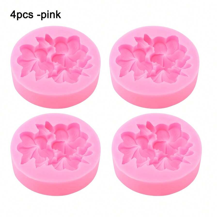 4pcs 3D Flower Silicone Molds - Suitable For Candle, Soap, Resin And Plaster Casting | Floral Mold Set For Crafts And Decor Projects - 4pcs Flowers - View 1