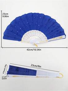1/3/12 piezas D EXCEED Abanico de mano para fiesta de baile, abanico español para mujer, plegable con lentejuelas, para fiesta, boda, iglesia, festivales de música y carnaval - multicolor - Ver 11