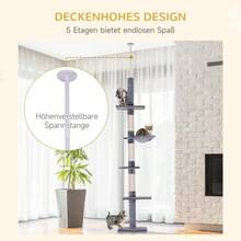 Tall, Height-Adjustable, Sturdy Cat Tree With Sisal Posts, Grey, 40 X 34 X 230-260 Cm - Grey - View 5