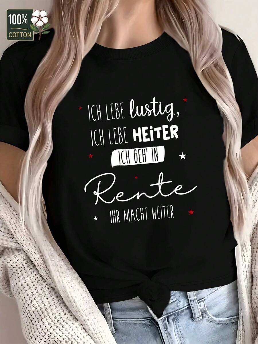 Comfortable And Fun Women's T-Shirt - German Retirement Gift - 黑色 - 查看 1