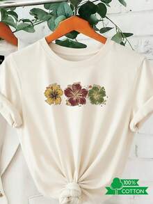 Women's & Men's Round Neck T-Shirt For Women And Men With Anime Letter Print, Simple Design, Comfortable And Breathable, Suitable For Casual And Versatile Daily Wear, Showcasing A Natural And Elegant Style, A Must-Have For Summer Parties. - 杏色 - 查看 8
