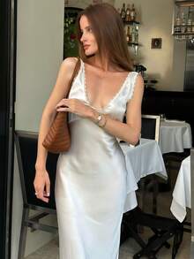 Elegant French-Style Sleeveless Maxi Dress, Modern Luxury Summer Dress For Women - 白色 - 查看 7