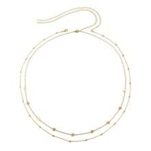 2pcs Sequin & Pearl Double-Layer Waist Chain, Fashionable Sexy Beach Holiday Party Body Chain, Suitable For Daily Wear & Gift - Golden Round Copper Beads - View 3