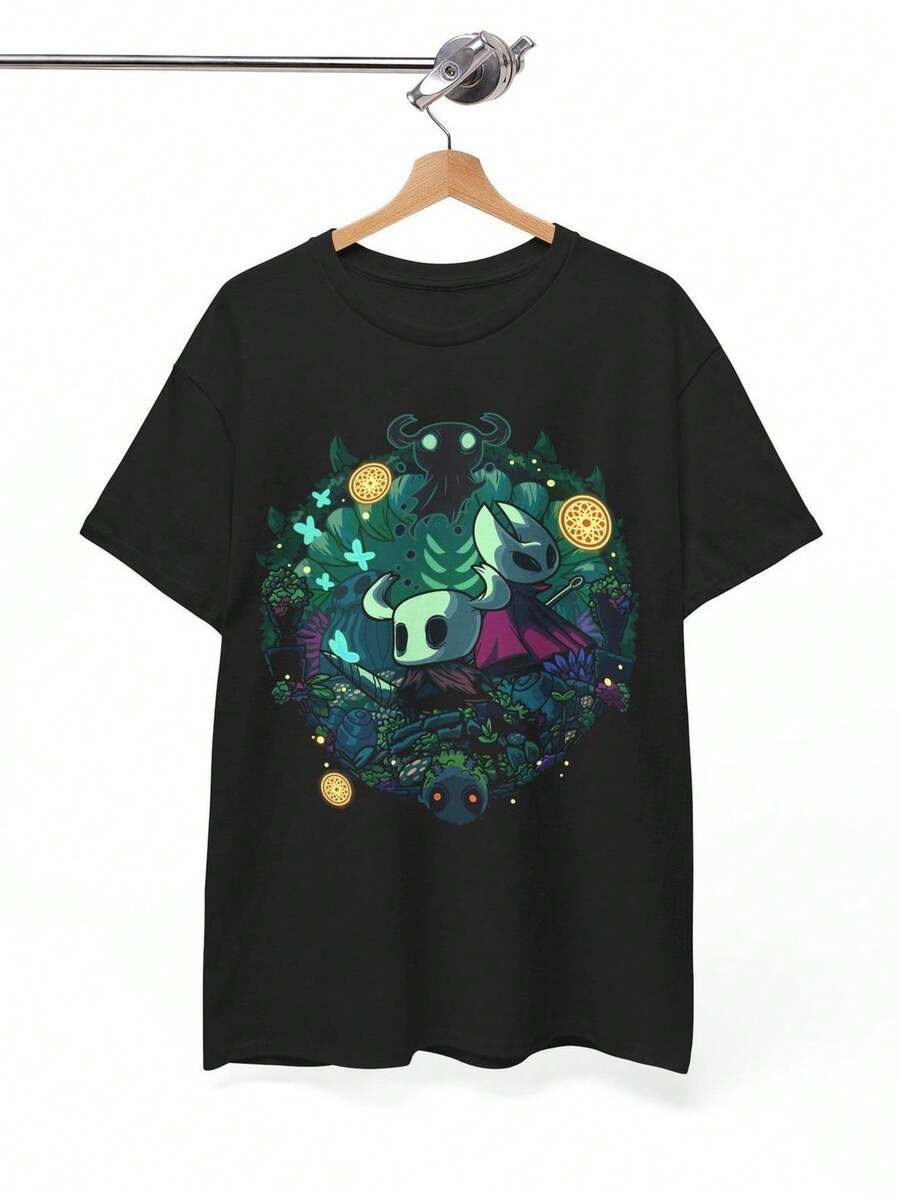 Camiseta Hornet Silks1ong, Hollow Knight Sequel T1EE, Merchandising de videojuegos, Shaw Graphic A1pparel, Regalo para novio gamer, Protector de Halloween. Camiseta unisex de algodón puro de 220 g, peso ideal para todas las estaciones, adecuada tanto para hombres como para mujeres. Tejido duradero de alta calidad, suave al tacto y de larga duración. Prenda transpirable, adecuada para el uso de otoño y vacaciones de las mujeres. - Negro - Ver 1