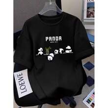 Camiseta con estampado de camisa casual para mujer, manga corta y cuello redondo, moda urbana local de primavera/verano camiseta unisex. VFRO - Negro - Ver 4