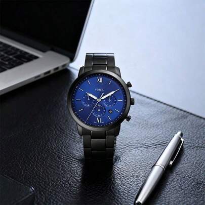 Fossil Reloj deportivo casual de cuarzo para hombres, caja de acero inoxidable de 44mm, resistente al agua 50M, estilo FS5698