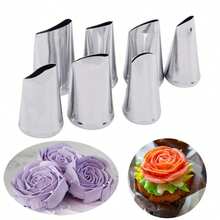 5pcs Rose Flower Piping Tips Set, Cake Decorating Piping Tips Set, Cupcake Decorating Tools - Silver - View 8