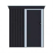 Outdoor Metal Removable Storage Shed Garden Storage Shed With Lockable Door For Firewood Garbage Can Tools Lawnmower Bike Shed Waterproof Log Store For Backyard Patio Rust-Resistant Not Include Foundation 164cm W X 77cm D X 182cm H - Charcoal Black - View 8