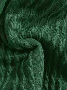 Traje de baño de una pieza con escote en  y espalda descubierta, de punto jacquard con textura, color verde oliva, adecuado para vacaciones en la playa - Verde Oscuro - Ver 7