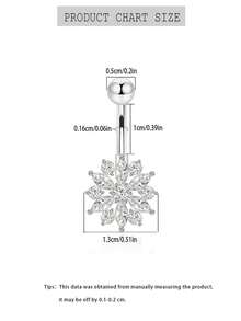 Khuyên rốn bằng thép không gỉ đính đá Zirconia trắng hình hoa hướng dương, trang sức xỏ rốn ít gây dị ứng, phù hợp cho nữ giới vào Ngày Valentine, tiệc sinh nhật, khiêu vũ, và đeo hàng ngày. - Bạc C - Xem 6