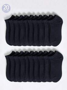20 Pairs/Set Women's Solid Color Ankle Socks - Black - View 5