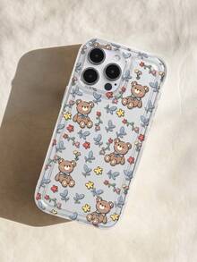 Cute Bear Floral Doodle Print Clear Case Compatible With IPhone 13/15/16/17pro/17/14/17/15pro/15 Plus/15 Promax/7plus/8plus/X/Xs Max/Xr/11pro/12pro/13pro/14pro/12mini/13mini/11promax/12promax/13promax/14promax/14plus/17pro Max/17Air/6/6s Plus/7/8/16Pro/16plus/16promax/Se2/17promax&Compatible With Samsung Galaxy/A54/A14/A12/A13/A15/A32/A33/A24/A52S/S20/S21/S22/S23/S24/S23Plus/S24ultra/S25/A15/A33/A23/A07/A17/S26/A56/A57 - Multicolor - View 4