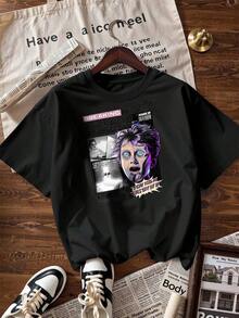 Grunge And Urban Style Short Sleeve T-Shirt, Fashionable Short Sleeve T-Shirt For Spring And Summer 2026, Made In Mexico, 180 Grams. Cartoon Print, Couple Design, Suitable For Indoor Or Outdoor Wear. Crew Neck, Unisex, Ideal For Office And Leisure. One-Piece Pack. - BK-P631577SLNDXZGY578 - 查看 4