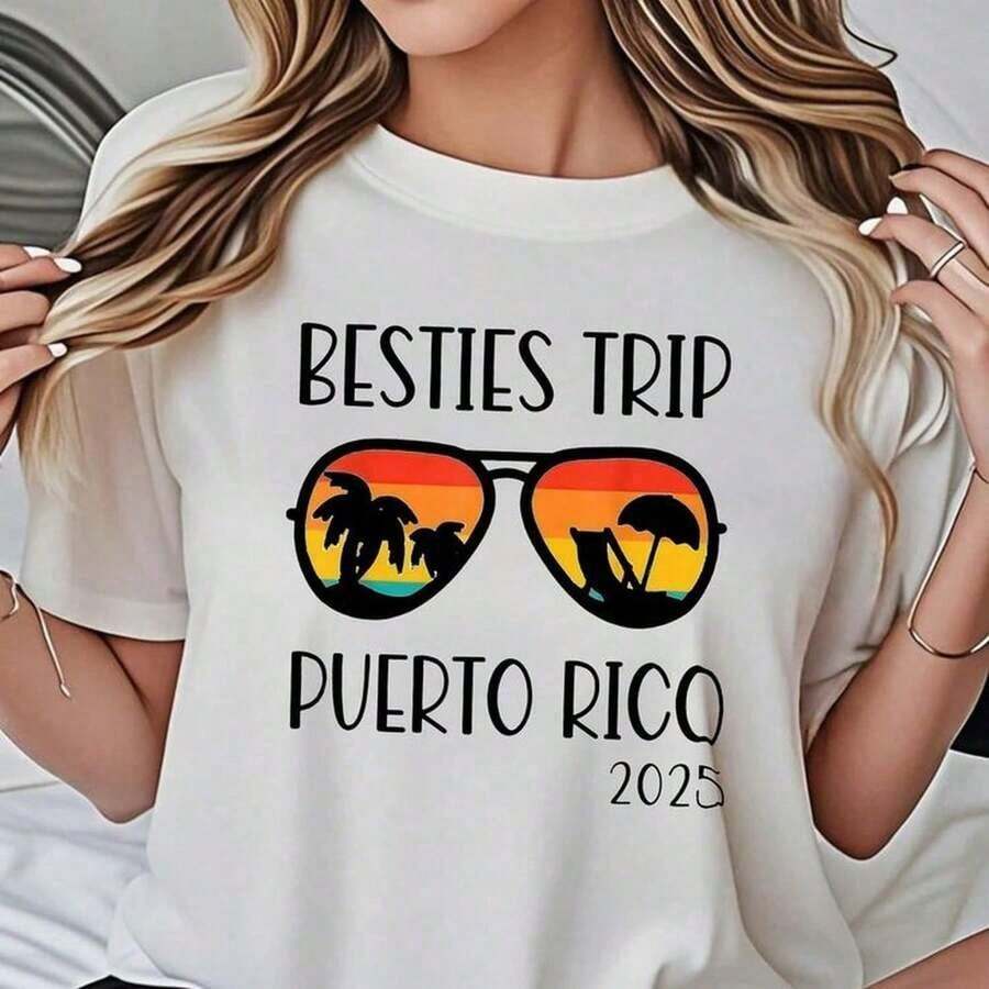 Camiseta de mujer con estampado gráfico para el viaje de amigas a Puerto Rico 2025.Disponible en blanco y negro.Camisetas de playa para vacaciones de verano.Tops de verano.Camisetas estampadas.Conjuntos de verano para mujer.Camisetas estampadas.Tops cortos para mujer.Tops para mujer.220G C-AmiS-eta de aL-Godón para hombre de 220 g C-Alidad profesional, precio asequible.AdecuA-DA para todas las perS-onas, ya sean mujeres o hombres.Tejido duradero de alta C-Alidad apto para todas las oC-Asiones, suave al tacto pero duradero.Tops transpirables.Conjuntos de otoño para mujer.Conjuntos de vaC-Aciones para mujer.Disfraz de Halloween para mujer. - Blanco - Ver 1