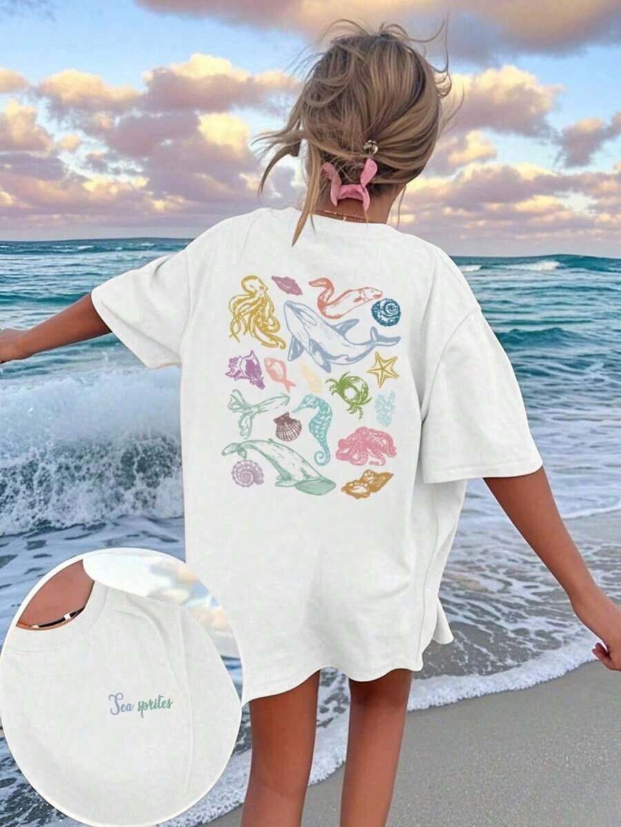 Women's Casual Colorful Graffiti Print Round Neck T-Shirt For Summer, Sommer-T-Shirt - White - View 1