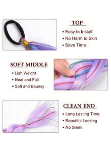 26 Inch Hair Tinsel Colored Ponytail Extension, 2 Packs Ombre Jumbo Braided Ponytail Hair Extensions Ponytail With Elastic Tie, Yaki Straight Sleek Wrap Around Braid Ponytail Natural Soft Synthetic Straight Hair For Women Party Hairpiece Accessories - Multicolor - View 8