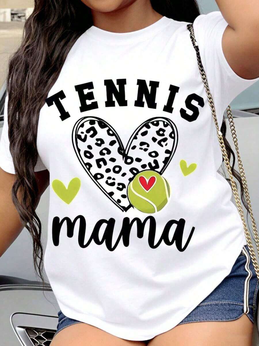 Camiseta de Tenis para Mujer 2026, Diseño de Corazón, Regalo para Mamá Tenisora, Ropa Deportiva Casual, Camiseta de Mujer - Blanco - Ver 1