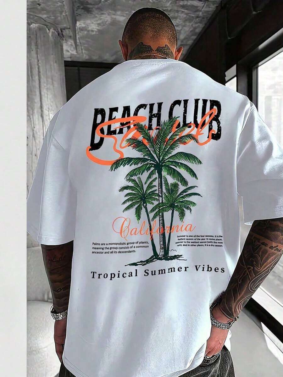 Camiseta de manga corta holgada con estampado de moda para hombres GRDR| Diseño exquisito| Esencial de verano| Fácil de combinar| Muestra tu estilo - Blanco - Ver 1