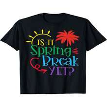 Camisetas con temática del Día de la Independencia y el Día del Padre con el lema "?Todavía no han llegado las vacaciones de primavera?", perfectas para profesores y alumnos. Con vibrantes dise?os de palmeras y soles, estas camisetas informales y relajadas son ideales para las vacaciones de primavera, para el día a día del profesor y tienen un dise?o gráfico divertido. Cuello redondo, ligeramente elásticas, corte regular, aptas para todas las estaciones. - Negro - Ver 1