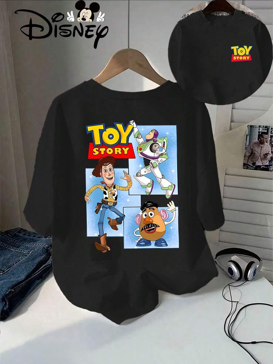Disney'S New Summer Short-Sleeve T-Shirt For Women Features Character Designs From Toy Story, Perfect For Casual And Stylish Wear - Black - View 1