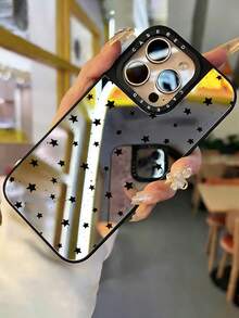 1pc Multifunctional Makeup Mirror Phone Case, Fashionable Minimalist Dotted Star Design Phone Case Compatible With Apple 14/13/12 Series Pro Max, Shockproof Protective Cover, Personalized Creative Case For Men And Women, Compatible With IPhone 15/15Plus/15Pro/15ProMax/17/17Pro/17ProMax/AIR - Multicolor - View 3
