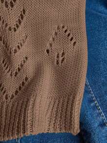 Ropa de punto casual de mujer de cuello en V sin mangas - Marrón - Ver 6